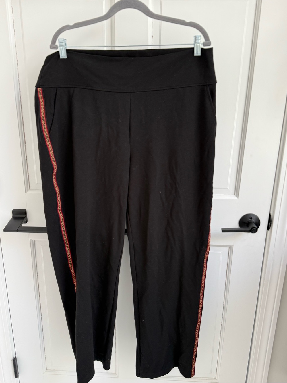 Women's Black Pull-On Joggers with Red Side Trim